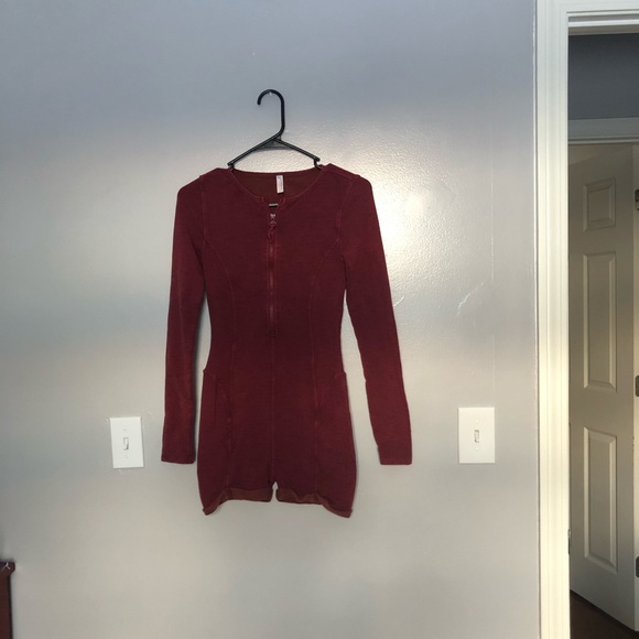 Red Free People Express Body suit Romper - Picture 2 of 3